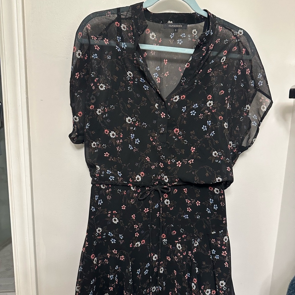 Olivaceous Dress V-Neck Tie Front